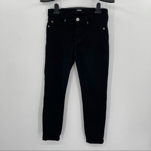 Hudson Harkin Crop Super Skinny Cuffed Black Jeans​